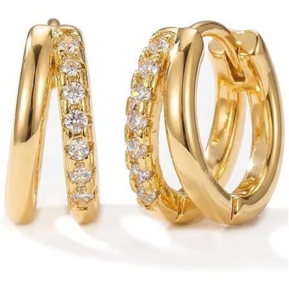 Gold Hoop Earrings For Women,14K Gold Plated Huggie Earrings Dainty Minimalist